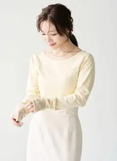 エメイン aimeine シアーニットスリーブバックオープントップス