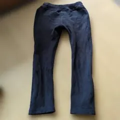 黒いリブ編み長ズボン ポケット付き 110cm