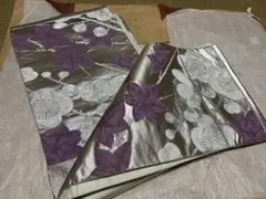 袋帯④ 紫と銀色の花模様　匿名発送