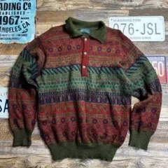 CHAGALL 総柄ニット ポロシャツ セーター マルチカラー M イタリア製