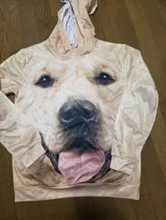 犬の顔プリント パーカー Lサイズ　動物　グラフィック　目立つ　派手