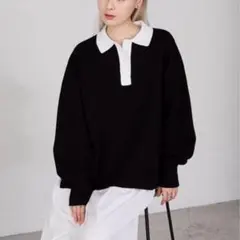 【forksy.】スウェットライクラガーニットプルオーバー