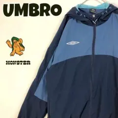 1455 アンブロ　ジャージ　トラックジャケット　パーカー　刺繍　ロゴ　切替　紺