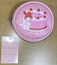 1)【新品】サンリオ　マイメロディ 丸型ポーチ ケーキ ピンク