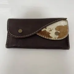 kissora ダークブラウン レザー毛皮 長財布のサムネイル