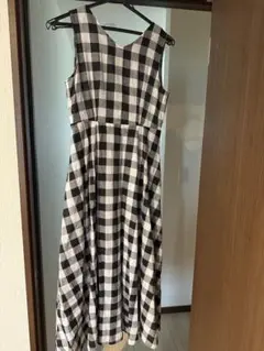 ノースリーブ チェック柄 ワンピース