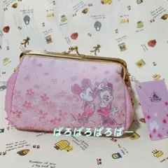 ミッキー&ミニー　がま口ポーチ　さくら限定　ディズニーストア　新品タグ付き