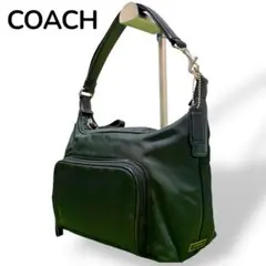 COACHコーチ ショルダーバッグ　ナイロン　黒　レザー　アクセサリーポーチ