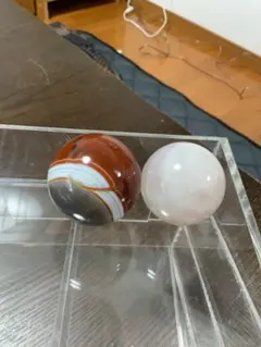 天然石 球体 赤茶色と薄いピンク　2個セット