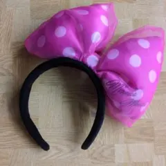 ミニーマウス ピンク水玉カチューシャ