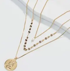 3連ネックレス　新品　金属アレルギー対応　gold 鎖　チェーン　コイン