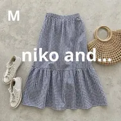 n654【ニコアンド】ギンガムチェックロングスカート フレア