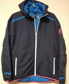 【美品】adidas フード付きジャケット XLネイビー