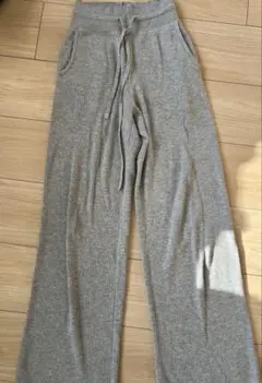 ユニクロリブニットパンツ　グレー S