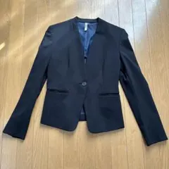 【クリーニング済み】COMME CA ISM ノーカラージャケット M ブラック