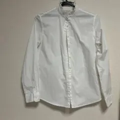 earth music&ecology ホワイト　長袖襟フリルシャツ　M