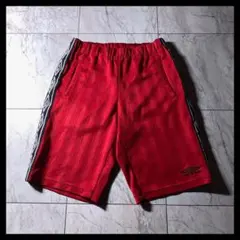 一*松様 00s UMBRO サイドライン トラックパンツ ショーツ 赤 M 刺