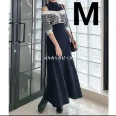 ④dazzlin ツイードショートニットワンピース ブラック M