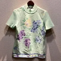 LEONARD レオナール 花柄 フラワー 半袖 カットソー ニット ミント Mのサムネイル