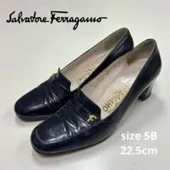 Salvatore Ferragamo ネイビー ヒールパンプス22.5cm