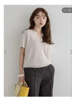 AMERICAN HOLIC ライトベージュ フレンチスリーブ　プルオーバー　M