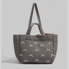 ヌビバッグ 白 グレー ショルダーバッグ トートバッグ マザーズバッグ リボン