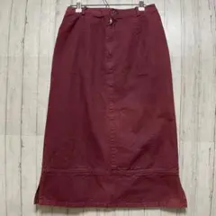 38　ひざ丈タイトスカート　レンガ色　コットン100％　秋冬　シンプルカジュアル