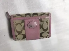 Coach 三つ折り財布 ピンク/ベージュ