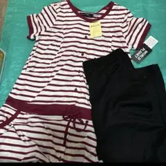 ワンピース丈　マタニティ パジャマセット 赤とホワイト　M