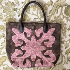 ☆ハンドメイド☆ハワイアンキルト トートバッグ【ブラウン系】＊サイズにご注意＊