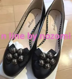 n line by nozomi パール装飾 パンプス ブラック 23cm