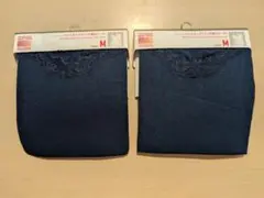 新品　ユニクロ　ヒートテックバレエネックT 八分袖　レース　ブルー　2枚　M