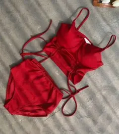 SETUP7 ハイウエストシャーリング水着 レッド Mサイズ 新品
