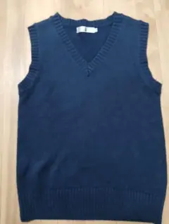 ネイビー 100%コットン ベスト Sサイズ