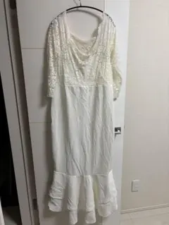 【boohoo】 ホワイトロングドレス UK 18（XL）レース