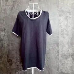 ✨BEAMS HEART✨ビームスハート♡半袖Tシャツ♡重ね着風♡紺♡メンズ(L