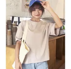 ピンクベージュ 半袖 Tシャツ コットン