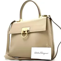 超希少✨フェラガモ ガンチーニリボン ショルダーバッグ キャンバス