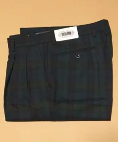 ダークグリーン チェック柄 スラックス