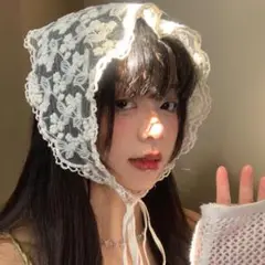 レース バブーシュカ スカーフ ヘッドスカーフ ボンネット 韓国 ヘッドドレス