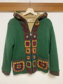 チチカカフード付きニットジャケット グリーン
