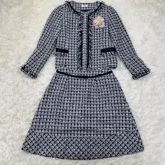 極美品✨LANVIN en Bleu ラメツイード セットアップ 38 Mサイズ