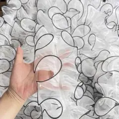 帯揚げ 浴衣フリル レース パール風 チュール リボン 着物 袴 振袖 白×黒