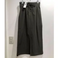 ジーユー　レースアップナローミディスカート　レースアップ　スカート　GU