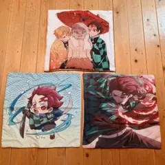 鬼滅の刃 クッションカバー 3点セット 炭治郎 善逸 伊之助 かまぼこ隊45cm