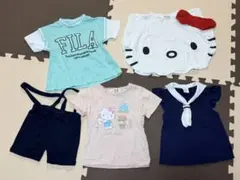 美品 子供服 90 5点まとめ売り 女の子 夏服 キティ サロペット シャツ