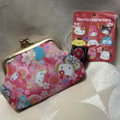 サンリオキャラクターズ　ミニがまぐちポーチ　和柄　ハローキティ　財布