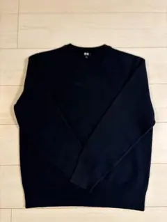 UNIQLO ウォッシャブルミラノリブクルーネックセーター　ネイビー【即購入可】