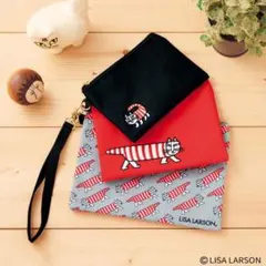 GLOW9月号付録ねこのマイキー3連ポーチ