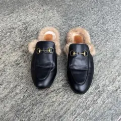 GUCCI ブラックファー ミュール　訳あり
